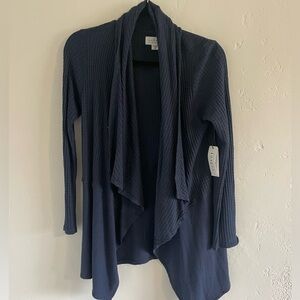 Velvet by Graham and Spencer Bertha Cardigan XS NWT Waffle Drape Front Blue